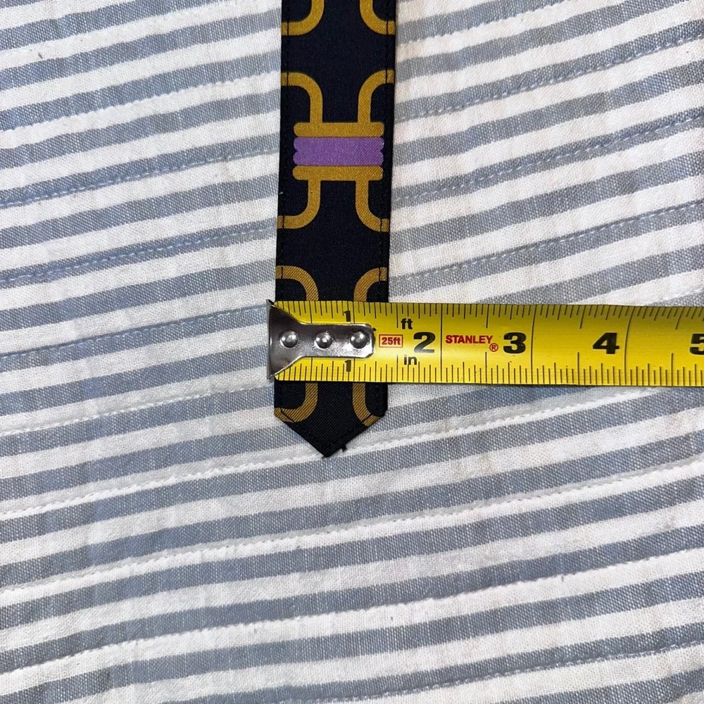 Milly Designer‎ Belt Black Purple Gold Geometric Print Resin Buckle Size Medium
